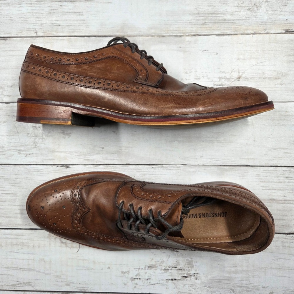 Johnston & Murphy Oxford Men 9M Brown 20-2233‎ Wingtip Leather Brogue Derby Shoe